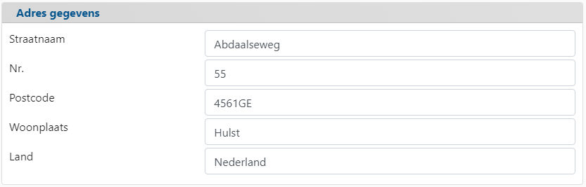 Adres gegevens