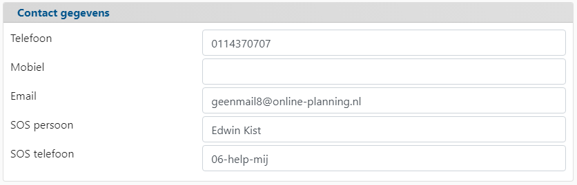 Contact gegevens